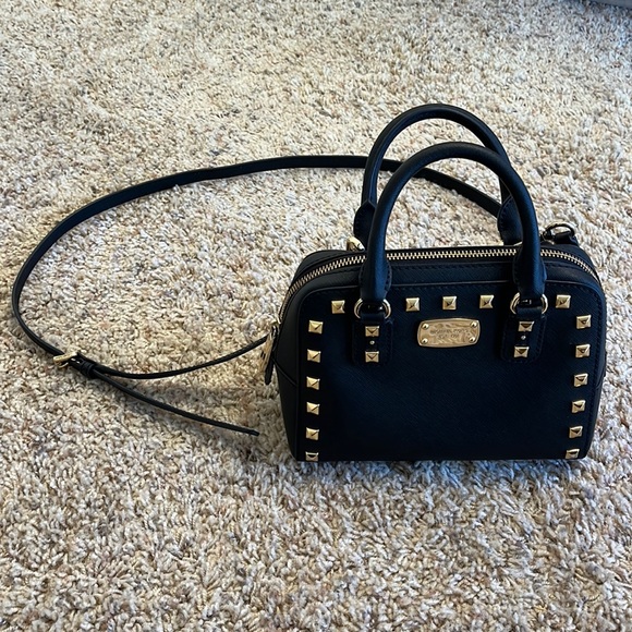 MICHAEL Michael Kors Handbags - Michael Kors black studded mini satchel purse crossbody